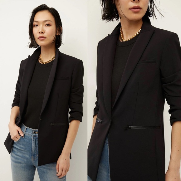 Veronica Beard Jackets & Blazers - VERONICA BEARD Size 6 Scuba Dickey Jacket Blazer Black Suiting Snap Closure